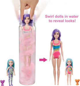 Barbie Color Reveal Toy Set, Tie-Dye Fashion Maker With Barbie & Chelsea Dolls & Accesssories, 50 Surprises Including Pets