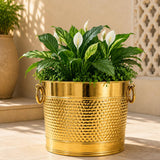 EHandicrafts Decorative Brass Planter With Studded Pattern, 38 Cm Diamter, 31 Cm Height