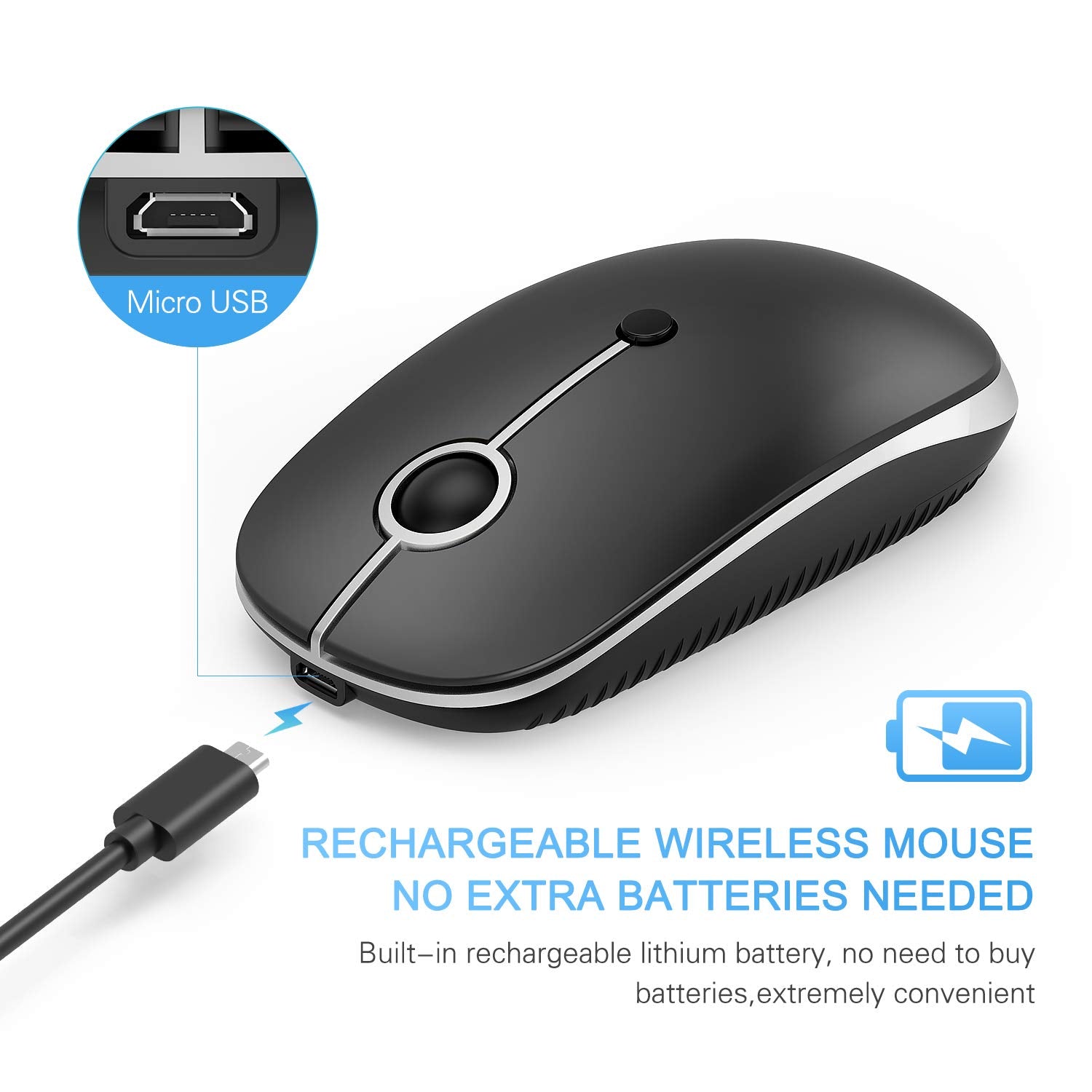 Type C Wireless Mouse,Vssoplor USB C MacBook Wireless Mouse Dual Mode 2.4G Cordless Mice with Nano USB and Type C Receiver Compa