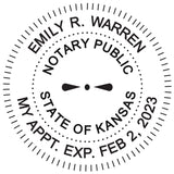 Round Notary Stamp for State of Kansas- Self Inking Stamp - Top Brand Unit with Bottom Locking Cover for Longer Lasting Stamp - 