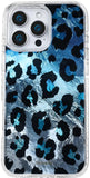 SCORPIFY for iPhone 16 Pro Case [Compatible with MagSafe] with Blue Shimmer Leopard Print and Liquid Silver Texture, Cute Magnet