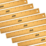 JAM PAPER Strong Aluminum Bulk Rulers - 12 Inch - Metal Ruler with Non-Skid Cork Backing - Gold Metallic - 12/Pack