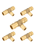 (Pack of 5) EFIELD Pex-A Expansion Brass Fitting 3/4x 3/4x 1/2 Reducing Tee ONLY For Pex-A Tubing Connection, ASTM F1960