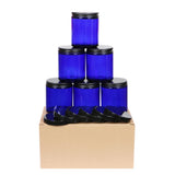 KIGITIK 6 pack 8oz Cobalt Blue Glass Jars and Plastic & Metal Lids, Refillable Thick Glass Jars For Candle, Storage, Spice, Liqu
