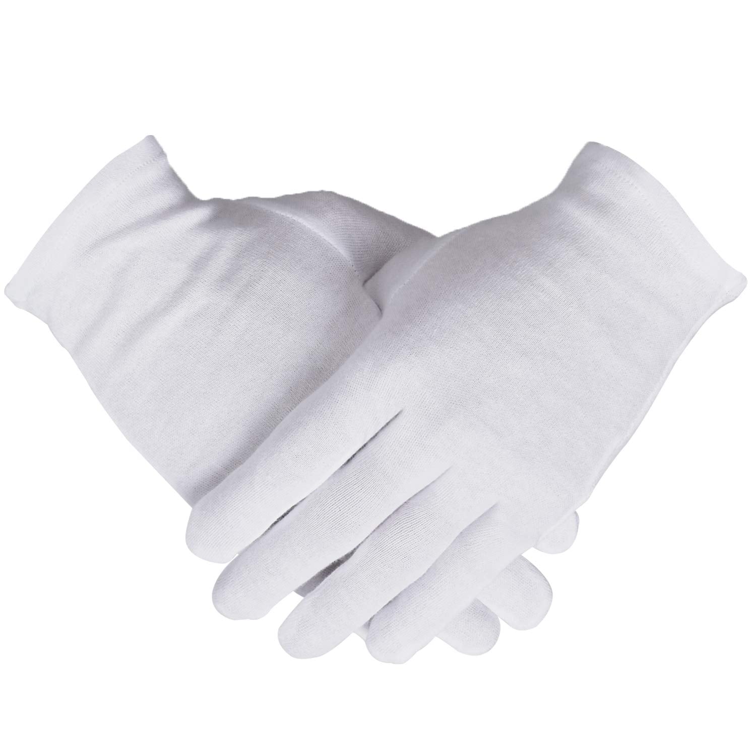 100% Cotton Gloves, 6 Pairs White Cotton Gloves For Women Dry Hands Eczema Serving - Archival Coin Jewelry Inspection Gloves (6 