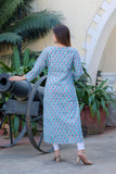 Anni Designer Women'S Cotton Blend Traditional Straight Printed Kurta (Shabar Blue_M_Blue_Medium),Blue,M,,,