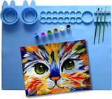 LOGIXZU Silicone Painting Mat with Brush Holders Multifunction Craft Mat for Crafts with Bunny Cups Painting Mats 15.7 x 19.5 In