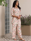 Libas Womens Printed Silk Blend Co-Ord Set For Women Peach S 39030