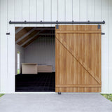 HARDJULAN 12FT Heavy Duty Box Rail Exterior Sliding Barn Door Hardware Kit, 450 lbs Capacity, Black Powder Coated Finish,Kit for