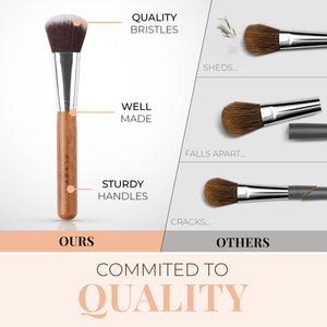 13 Bamboo Makeup Eye Brow Brushes Professional Set - Vegan & Cruelty Free - Eye shadow, Eyebrow, Eyeliner, Blending, Foundation,