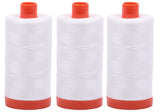 3PACK Aurifil 50WT Natural White, Solid Mako Cotton Thread 1422Yds EACH MK502021
