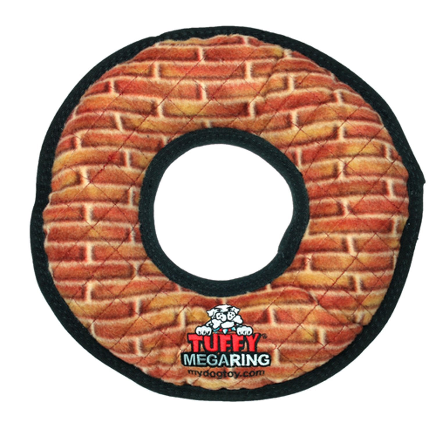 TUFFY - World's Tuffest Soft Dog Toy - MEGA Ring Brick- Squeakers -Multiple Layers. Made Durable, Strong & Tough. Interactive Pl