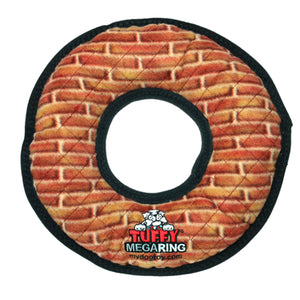 TUFFY - World's Tuffest Soft Dog Toy - MEGA Ring Brick- Squeakers -Multiple Layers. Made Durable, Strong & Tough. Interactive Pl