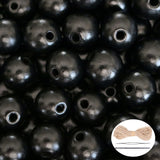 100 Pieces Black Wood Beads with 5mm Hole, Round Loose Beads Polish Spacer Beads Bulk with 10m Jute Twine for Farmhouse Beaded N