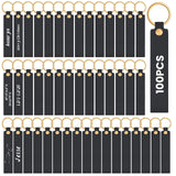 Wavyknot 100 Pcs PU Leather Keychain Blanks Bulk Laser Engraving Blanks Keychain Kit with Key Rings for DIY Key Chains Craft (5.