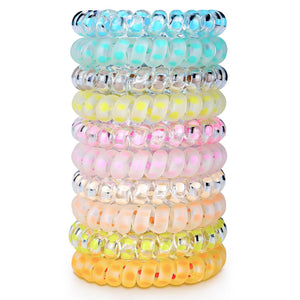 10 Piece Spiral Hair Ties For Thick Hair, Coil Elastics Hair Ties, Multicolor Medium Spiral Hair Ties, No Crease Hair Coils, Tel