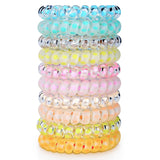 10 Piece Spiral Hair Ties For Thick Hair, Coil Elastics Hair Ties, Multicolor Medium Spiral Hair Ties, No Crease Hair Coils, Tel