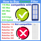 Rongju Replacement Parts For Eufy 11S Max, Accessories Kit For 15C Max, 30C Max, G30, G30 Edge, G30 Hybrid Robotic Vacuum Cleane