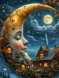 MBNTJHT Moon Diamond Art Kits for Adults Beginners,Fairy Round Drill Diamond Painting Kits,DIY Treehouse Painting by Diamonds Cr