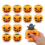 BILLMOSS Halloween Pumpkin Squishy Toys - 12PCS 6 Colors Stress Relief Ghost Toy for Trick or Treat Party Suppliers Party Favors