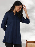 Libas Women'S Self Design Straight Tunic Shirt (58200_Blue Blue S