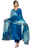 Anni Designer Women'S Cotton Blend Anarkali Embroidered Kurta With Pant & Dupatta (Gsk-Cerosin_Xxl_Blue_Xx-Large),Blue,2XL