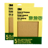 3M Aluminum Oxide Sandpaper, 5 Sheets, Assorted Grit 100-150-220, 9-in x 11-in, Multi-Purpose Abrasive Sanding Paper, for Genera