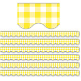 Teacher Created Resources Yellow Gingham Scalloped Border Trim, 35 Feet Per Pack, 6 Packs