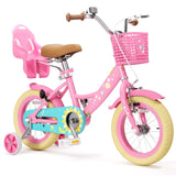 Glaf Toddler Girls Bike for Kids Age 2-12 Years Old 12 14 16 20 Inch Girls Bike with Training Wheels and Doll Seat Kids Bicycle 