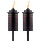 TIKI Metal Black & Orange Easy Install Outdoor Torches, 2-Pack - 65-Inch Decorative TIKI Torches for Patio, Lawn, Backyard & Gar