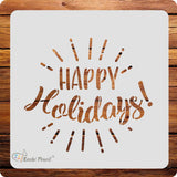 Kachi Pencil Happy Holidays Stencil for Craft Painting, Scrapbooking |, Size 6 x 6 inch Reusable Stencils for Painting on Wall,