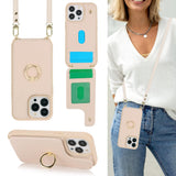 Lipvina for iPhone 13 Pro Case with Card Holder for Women,Crossbody Strap Lanyard,Credit Card Holder,Ring Stand,Snap Clasp,Walle