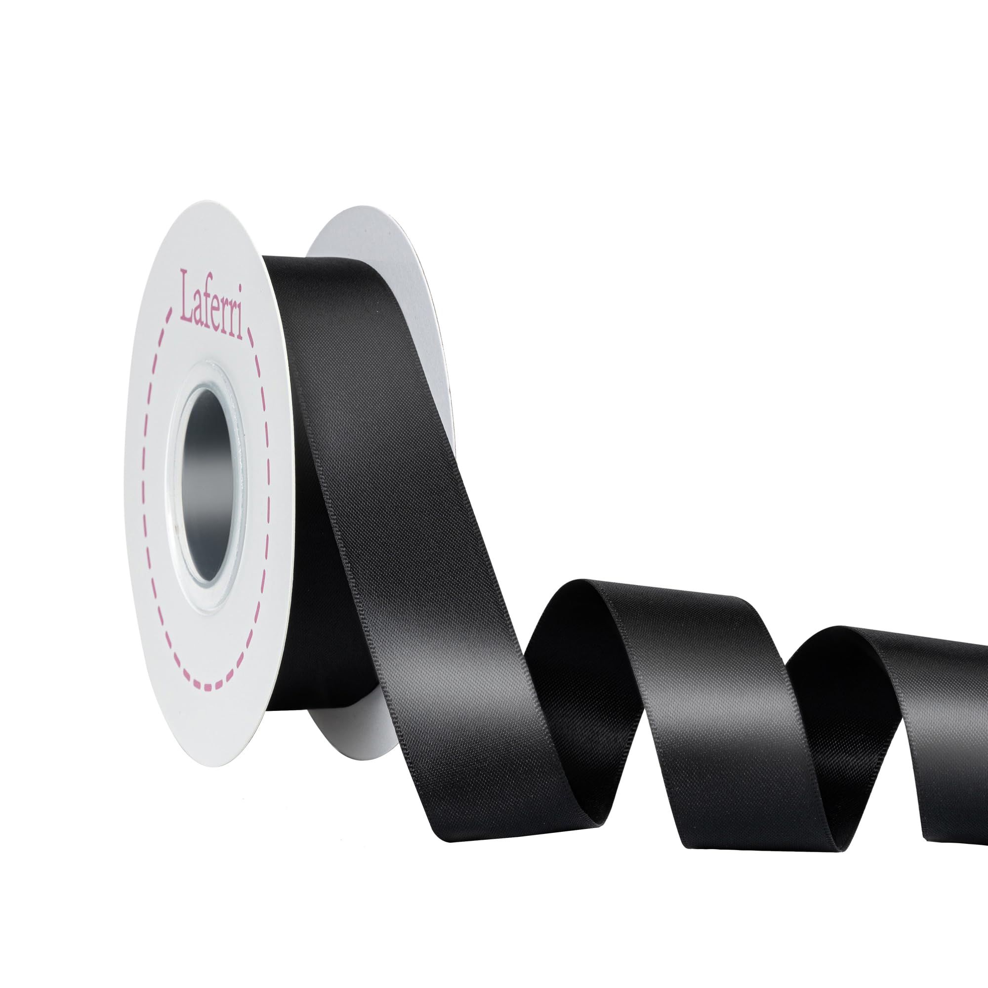 Laferri Double Faced Black Satin Ribbon,1 X 25 Yards,Fabric Ribbon Use for Gift Wrapping DIY Craft Floral Bouquets Wedding Party