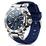 Lige Stylish Men'S Sports Outdoor Waterproof Military Watch Date Multi Function Tactics Led Alarm Blue Dial Stopwatch Analog Dig