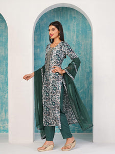 Gosriki Women'S Cotton Blend Straight Printed Kurta With Pant & Dupatta (Ramna Blue-Gs_Xxl_Blue_Xx-Large),Blue,2,B0D2NDXTPM