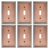 6-Pack Single Toggle Light Switch Cover Plate, Durable Solid Zinc Alloy Decorative Switch Plate Covers, Antique Copper 1 Gang Wa