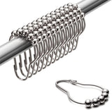 Stainless Steel Curtain Hooks Metal | Curtain Hanger Hooks Set of 12 | Shower Curtain Rings for Bathroom Rods | Polished Curtain