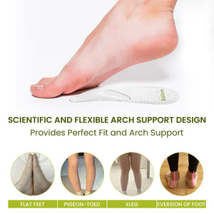 Bukihome Arch Support Shoe Insoles for Flat Feet,3 Pairs Gel Arch Inserts for Plantar Fasciitis, Adhesive Arch Pad for Relieve P