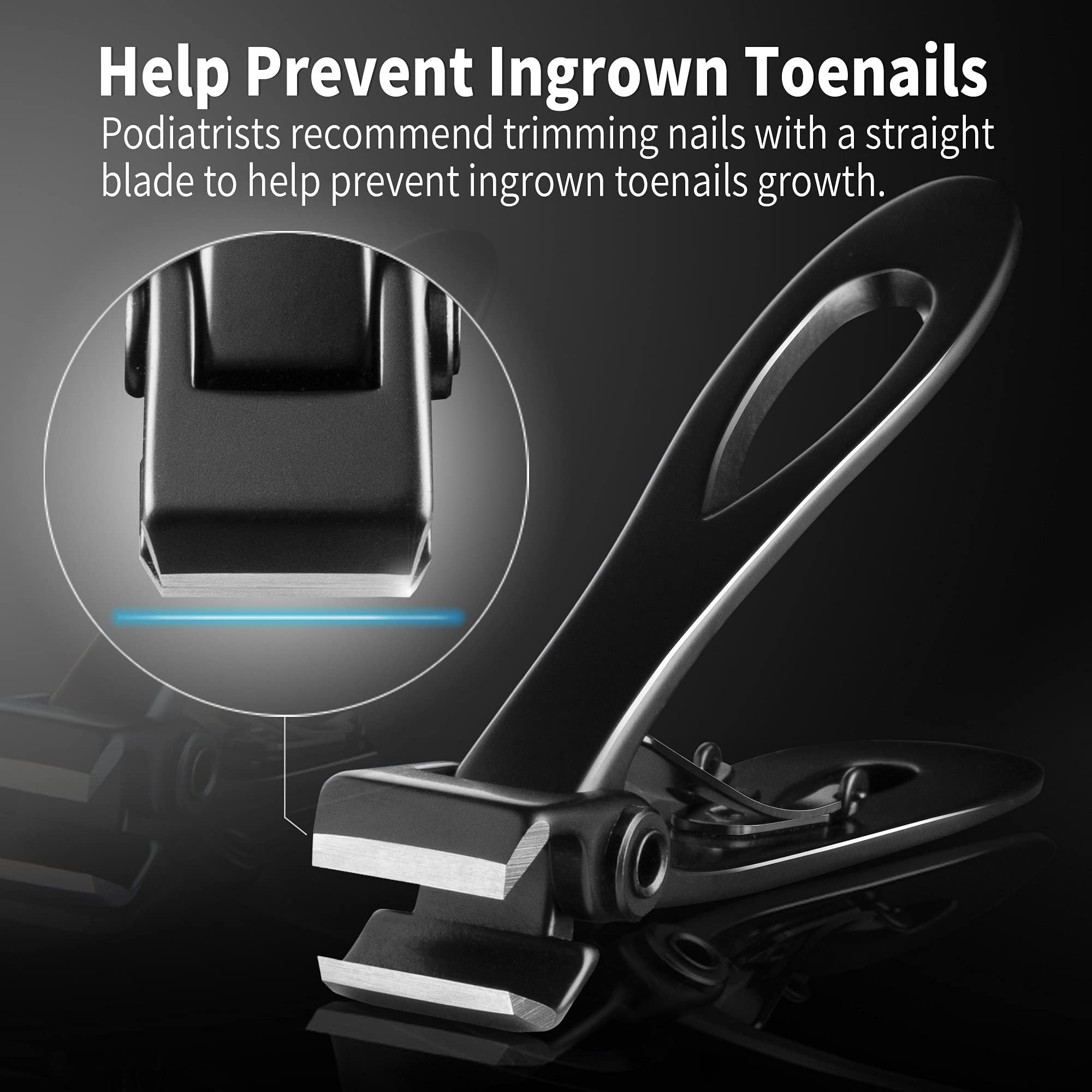 EBEWANLI Straight Nail Clipper, 17mm Wide Jaw Opening Extra Large Toenail Clippers for Thick Nails or Tough Fingernail & Ingrown