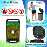Meegood Dog Poop Trash Can Outside, Waste Bin with Lid and Removable Inner,Metal Rake Pooper Scoope,Odor Control for Indoor/Outd