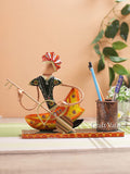 CraftVatika Handcrafted Iron Musician Pen Stand Holder Decorative Showpiece For Home Office Study Table Decoration Gift Items