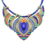 Ethnic Style Chunky Colorful Collar Festival Tribal Beaded Boho Choker Costume Necklace for Women Gift (blue)