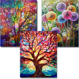 OFRKE Diamond Painting Kits for Adults, 3 Pack Colourful Tree of Life DIY 5D Diamond Art Kits for Adults Beginners Full Round Dr