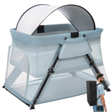 Lilian&Gema 2-in-1 Travel Crib, Portable Crib with Backpack, Lightweight Baby Travel Playpen, Foldable Play Yard with Thick Matt