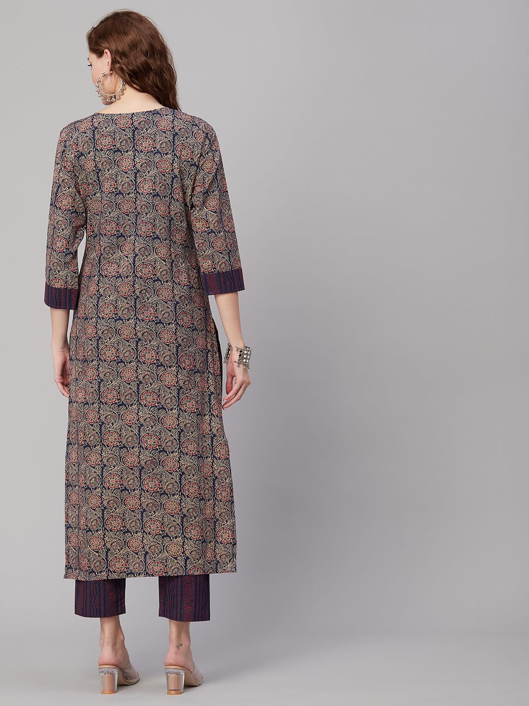 Gosriki Women'S Cotton Blend Printed Straight Kurta With Pant (Jade Blue-Gs_M_Blue_Medium),Blue,,B0CC5RMRBV
