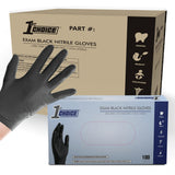 1st Choice Black Nitrile Gloves XL, Case of 1000, Disposable, Latex Free, Exam Grade, Cooking Glove - 4 mil