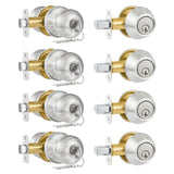 Plustool 4 Pack Exterior Door Lock Set, Satin Nickel Door Knob and Deadbolt Combo Set, Keyed Alike Entry Door Knobs with Lock&Ke
