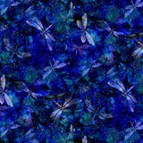 Dragonfly Illusion by Timeless Treasures Blue Night Drangonflies Cotton Fabric by The Yard