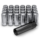 White Knight M14x1.50 Duplex 7 Spline Lug Nuts with Key (for Aftermarket Wheels), EZ Installation, Durable Carbon Steel with Sty