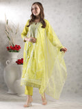 Anni Designer Women'S Rayon Blend Straight Embroidered Kurta With Pant & Dupatta (Carlton Lemon-Vks02_3Xl_Lemon_Xxx-Large),Lemon,3XL,,,